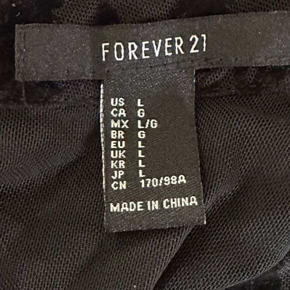 Forever 21 Black Goth Punk Floral Mesh Long Sleeved Bodysuit Shirt Top - Picture 6 of 6